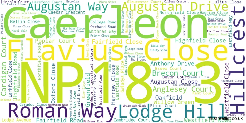 A word cloud for the NP18 3 postcode